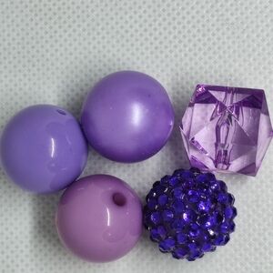 20mm Acrylic Bubblegum 5 Piece Purple Bead Set